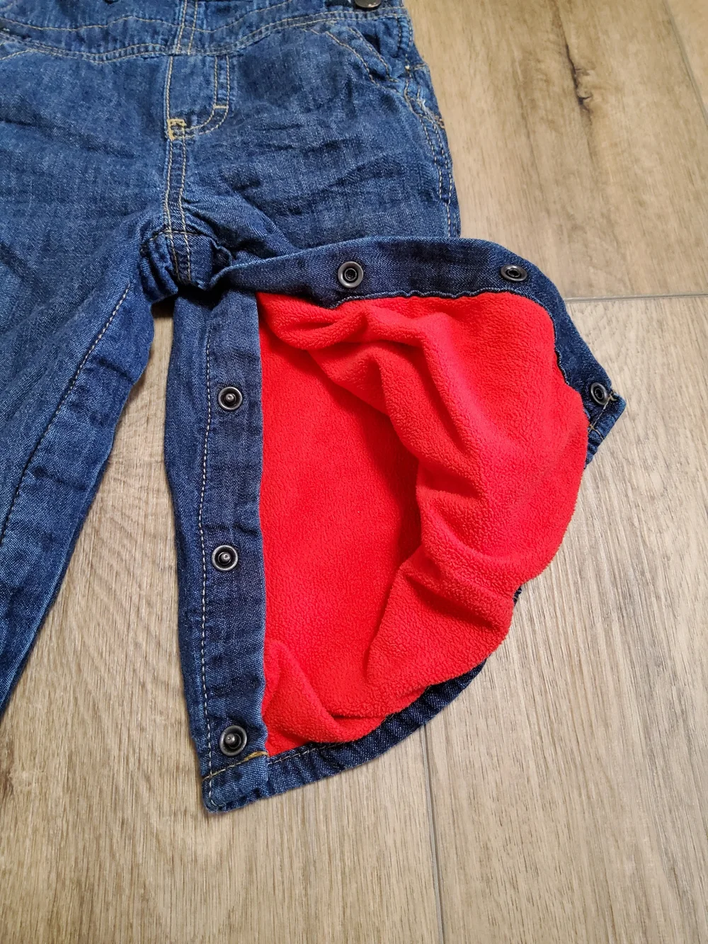 Vintage Classis OshKosh B'gosh Kids 12M Denim Fleece Lined Snap Leg Overalls